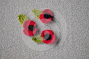 Hand made crochet poppy for Remembrance Day